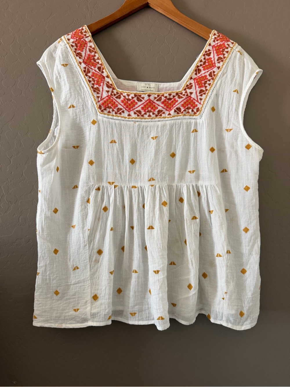 Lucky Brand Square Neckline Top Size Large